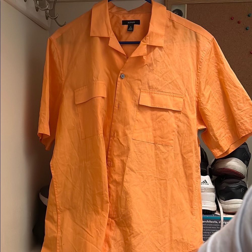 Alfani Vibrant Orange Button-Up Shirt